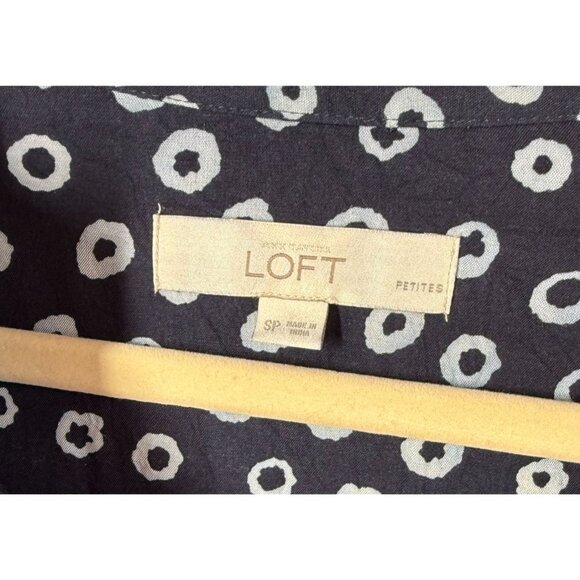 Ann Taylor LOFT Navy Blue/WHite Floral Tunic Dress Chinch Waist Petite Small - Picture 12 of 13